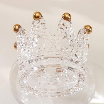 Restaurant Unique Crown Design Glass Candle Holders