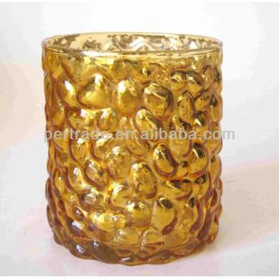 Handmade golden glass candle holder