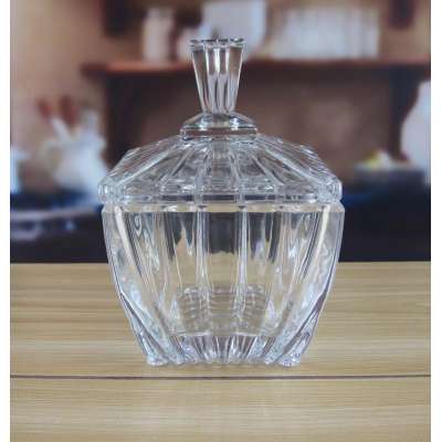 Crystal Square Glass Candy Jar With Lid