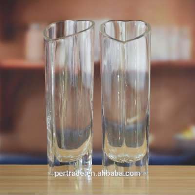 heart shape dipped top clear vase glass