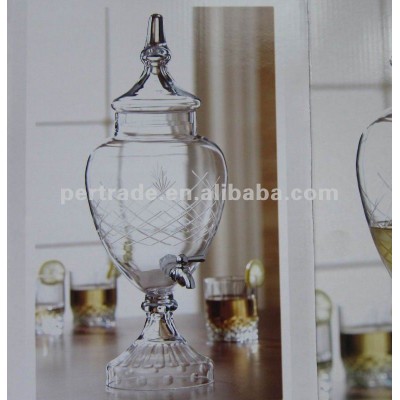 3.6 litre beverage dispenser with caps ,beverage dispenser with lid,glass beverage dispenser