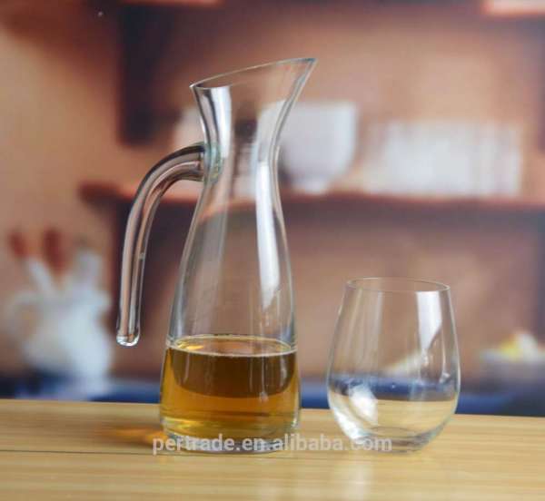 1L Handblown crystal wine glass decanter with handle