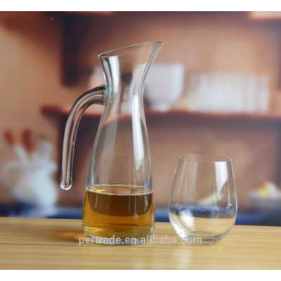 1L Handblown crystal wine glass decanter with handle