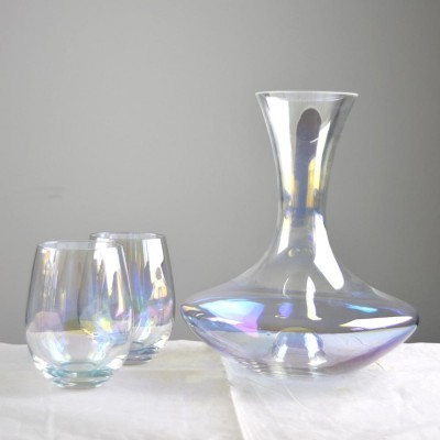 Classic handblown iridescence crystal wine decanter