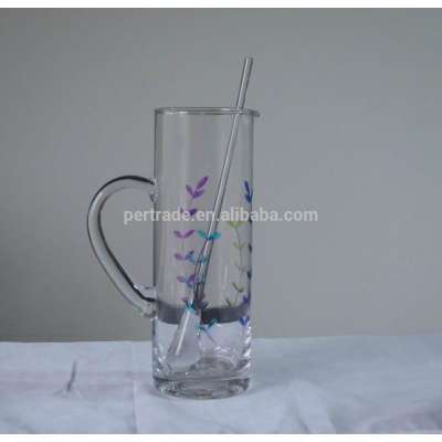 1.25L handblown etched glass pitcher