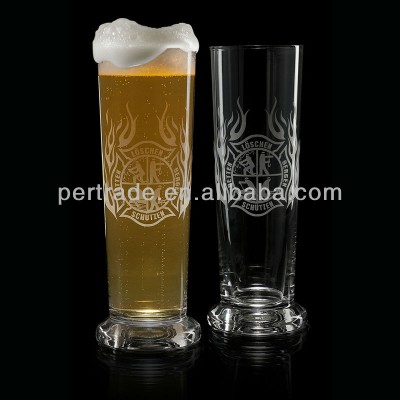 16 OZ pilsner glass with frosted decal decoration