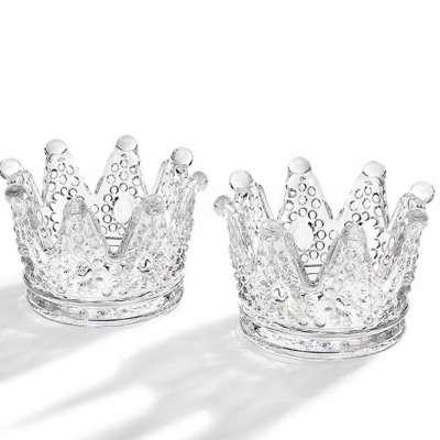 Hot sale crown shaped decorative glass candle holder