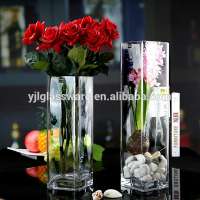 wholesale rectangular shape different sizes clear glass vase