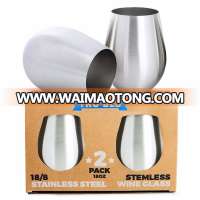 FDA Qualified 18 Oz Stainless Steel Wine Glass Stemless Cup With Customized Package