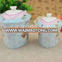 standard export safety package ceramic canister tea coffee sugar set porcelain tea storage